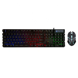 Cheap Factory wholesale led lights teclado gaming wired USB keyboard and mouse combos with backlit GKM-001