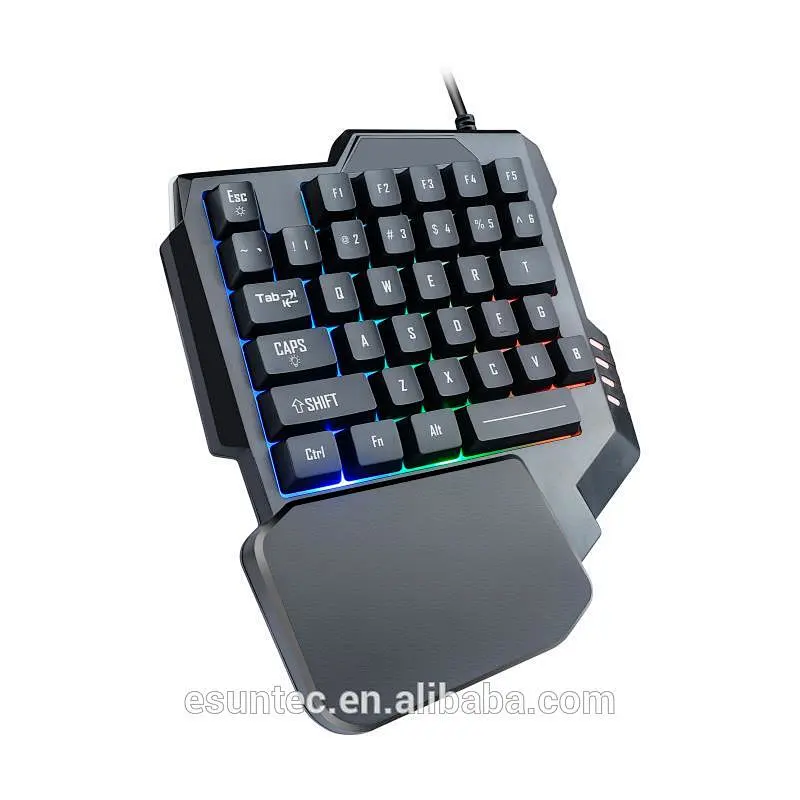Hot selling One-Handed RGB backlight Membrane Gaming Keyboard 35 keys rainbow light small keyboard for PC, mobile tablet KBL-035