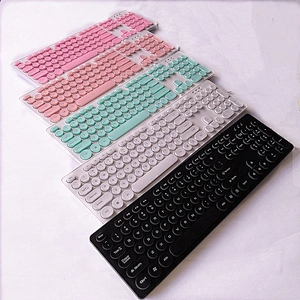 New fashion Office Classic Design Retro round keys keyboard slim chocolate Keys Wired USB Keyboard K-103R