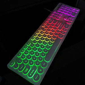 Esuntec NEW Chocolate Square keys USB wired keyboard with LED backlight for computer and laptop KBL-103S-W