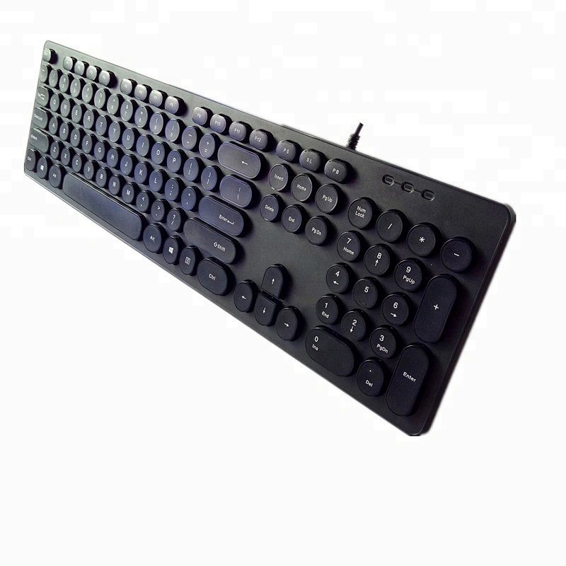 Hot Selling Classic Design Retro round keys keyboard slim chocolate computer Wired USB Office Keyboard K-103