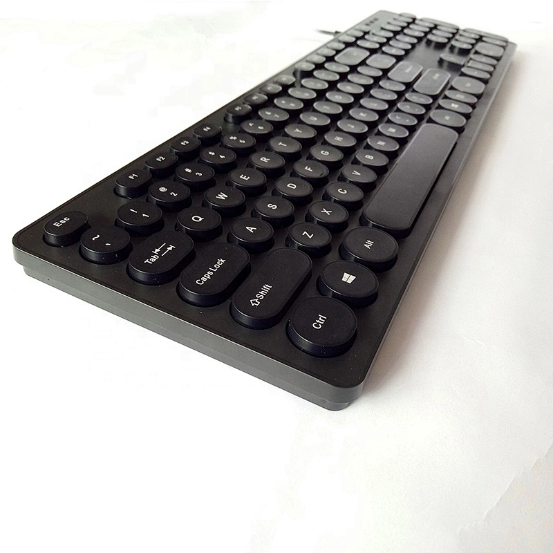 New fashion Office Classic Design Retro round keys keyboard slim chocolate Keys Wired USB Keyboard K-103R