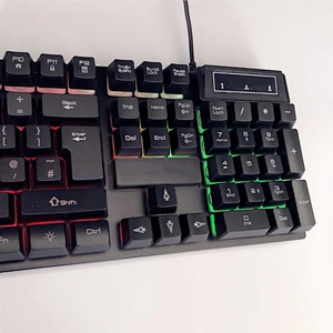 Hot selling 5 kinds lighting Mode Rainbow Backlit Mechanical Feeling USB Wired Gaming Keyboard Black UK US French Spanish Layout
