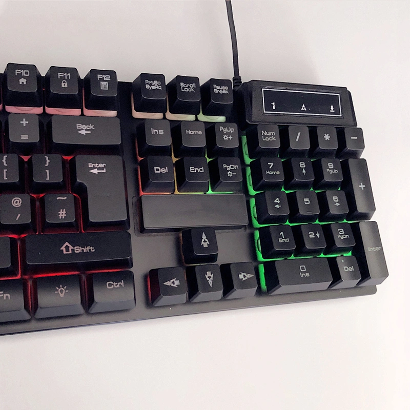 Hot selling 5 kinds lighting Mode Rainbow Backlit Mechanical Feeling USB Wired Gaming Keyboard Black UK US French Spanish Layout
