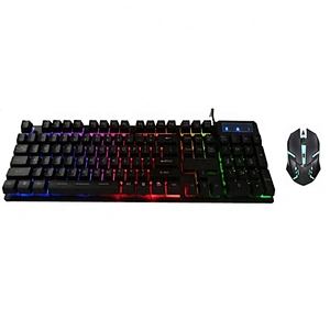 Cheap Factory wholesale led lights teclado gaming wired USB keyboard and mouse combos with backlit GKM-001