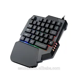 Hot selling One-Handed RGB backlight Membrane Gaming Keyboard 35 keys rainbow light small keyboard for PC, mobile tablet KBL-035