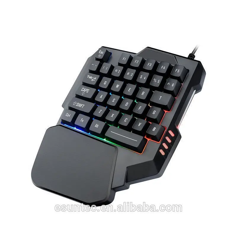 Hot selling One-Handed RGB backlight Membrane Gaming Keyboard 35 keys rainbow light small keyboard for PC, mobile tablet KBL-035