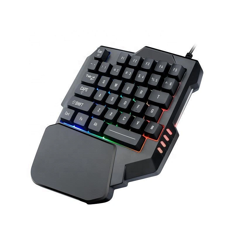 Hot selling One-Handed RGB backlight Membrane Gaming Keyboard 35 keys rainbow light small keyboard for PC, mobile tablet KBL-035