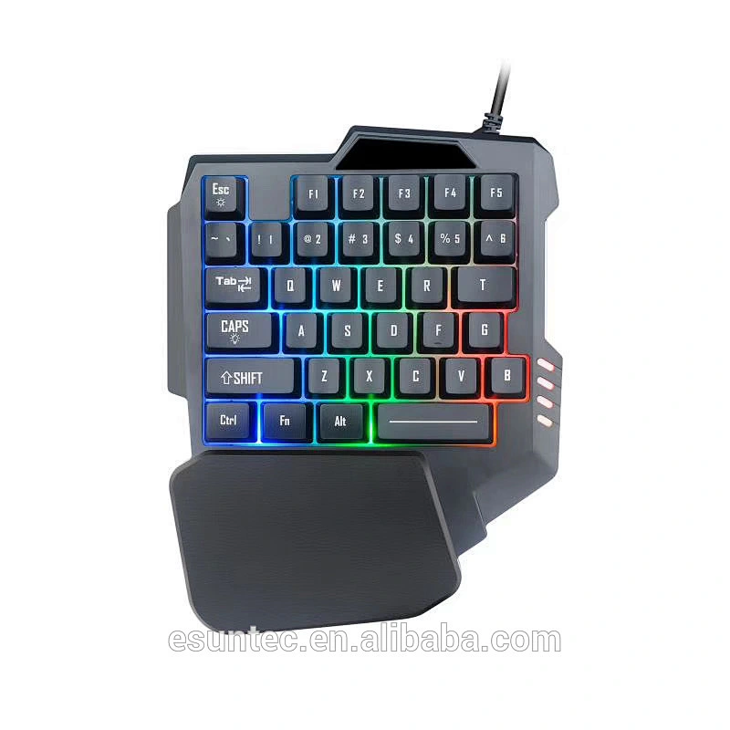 Hot selling One-Handed RGB backlight Membrane Gaming Keyboard 35 keys rainbow light small keyboard for PC, mobile tablet KBL-035