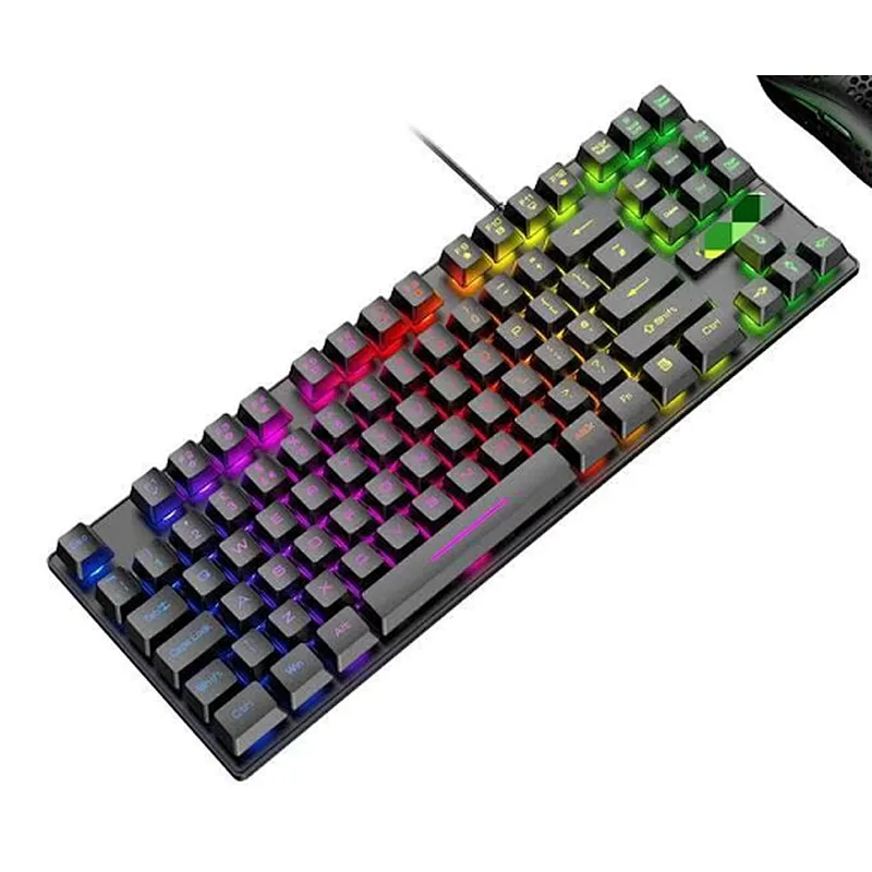 Best selling small compact 87/88 keys mechanical feeling LED rainbow Backlit 60% gaming keyboard for Windows PC Games