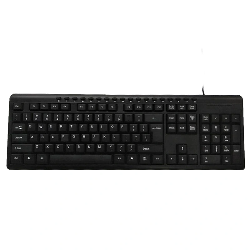 New Ergonomic waterproof computer keyboard multi language layout USB wired office multimedia keyboard for PC desktop KM-206