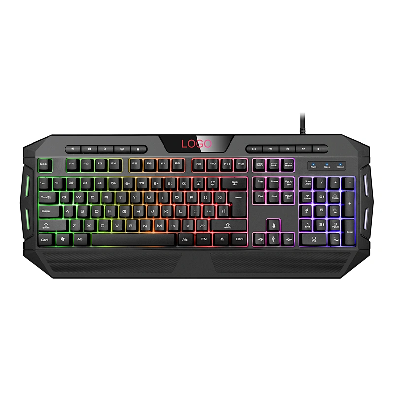 USB keyboard OEM LED backlight 10 Multimedia Keys Wired gaming keyboard Q8M