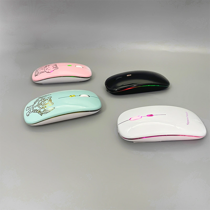 USB 2.4G wireless Rechargeable 7color Led Light breating laptop mouse.