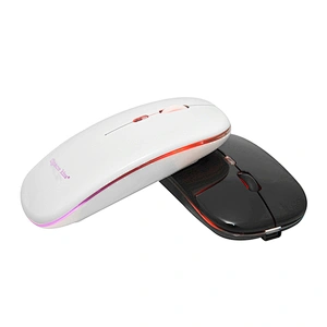 USB 2.4G wireless Rechargeable 7color Led Light breating laptop mouse.