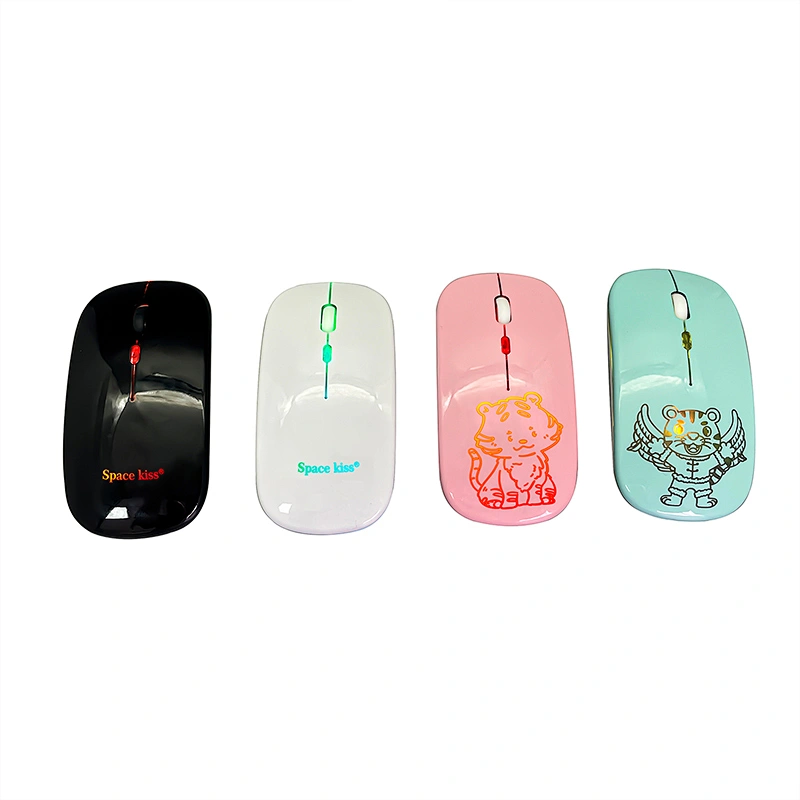 USB 2.4G wireless Rechargeable 7color Led Light breating laptop mouse.