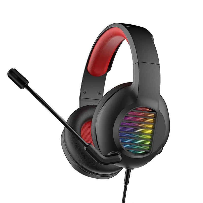 Wired USB comfortable pu material Gaming headphone X50A with LED Light and Microphone