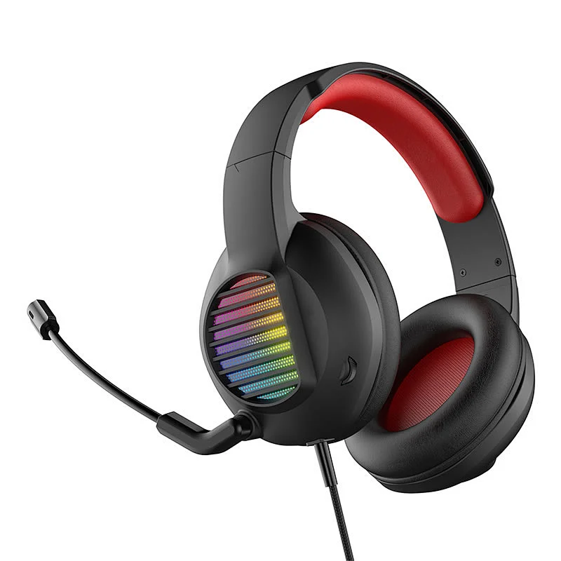 Wired USB comfortable pu material Gaming headphone X50A with LED Light and Microphone