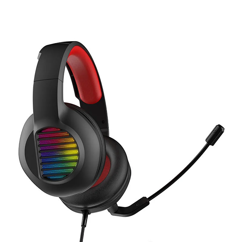 Wired USB comfortable pu material Gaming headphone X50A with LED Light and Microphone