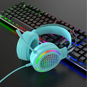 USB Wired Gaming headset PVC logo sticker RGB lighting Gamer Cool  for professional gamer M12