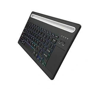 2022 high quality wireless slim Portable Rechargeable BT Wireless Scissor multimedia Keyboard BT-63 with touch pad and RGB light