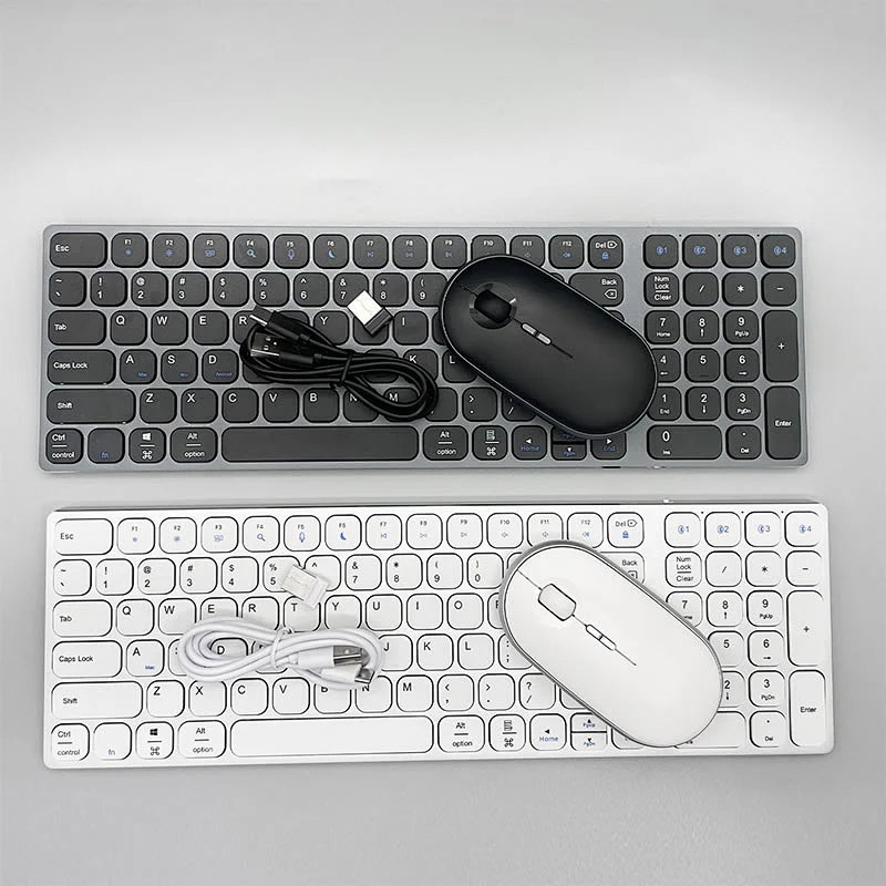 Slim aluminum alloy Scissor keys Portable dual model 2.4G BT5.O business keys keyboard and mouse combo KMSW-8200U