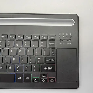 2022 high quality wireless slim Portable Rechargeable BT Wireless Scissor multimedia Keyboard BT-63 with touch pad and RGB light