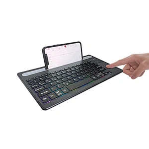 2022 high quality wireless slim Portable Rechargeable BT Wireless Scissor multimedia Keyboard BT-63 with touch pad and RGB light