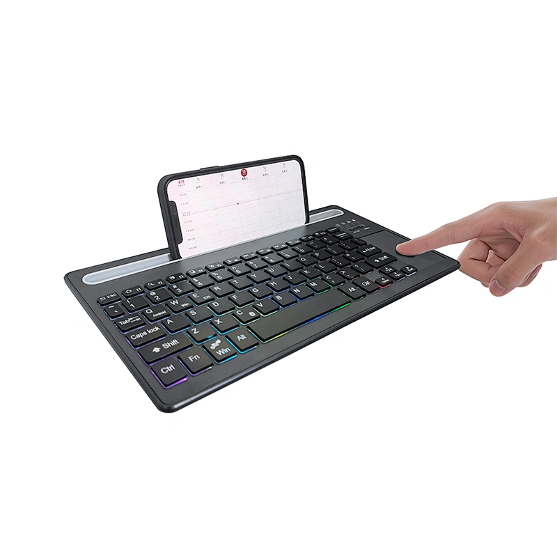2022 high quality wireless slim Portable Rechargeable BT Wireless Scissor multimedia Keyboard BT-63 with touch pad and RGB light