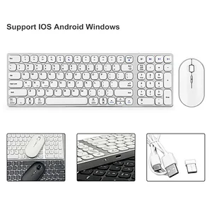 Slim aluminum alloy Scissor keys Portable dual model 2.4G BT5.O business keys keyboard and mouse combo KMSW-8200U