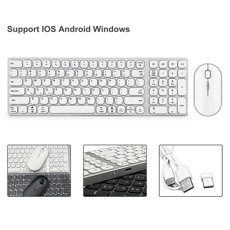 Slim aluminum alloy Scissor keys Portable dual model 2.4G BT5.O business keys keyboard and mouse combo KMSW-8200U