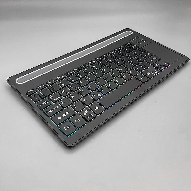 2022 high quality wireless slim Portable Rechargeable BT Wireless Scissor multimedia Keyboard BT-63 with touch pad and RGB light