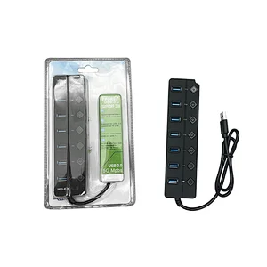 Plastic Shell USB 3.0 7 Ports HUB Data Converter Adapter Multiport USB Hub for Laptop Desktop PC, ESC-214L