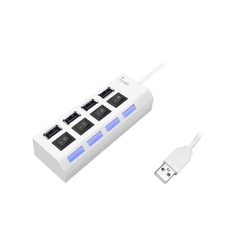 PC+ABS Material Shell USB 2.0 4 Ports HUB Data Converter Adapter Multiport USB Hub for Laptop Desktop PC ESC-218