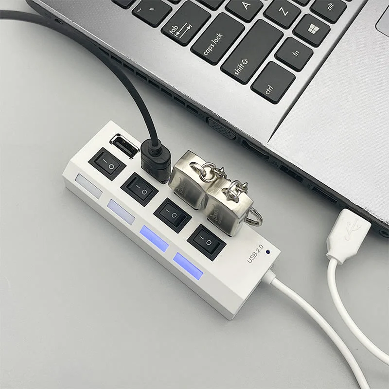 PC+ABS Material Shell USB 2.0 4 Ports HUB Data Converter Adapter Multiport USB Hub for Laptop Desktop PC ESC-218