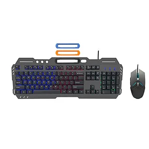Pseudo-mechanical keyboard Gaming USB Rainbow LED Backlit  Keyboard Mouse Combo for desktop gamer windows GKMC-390