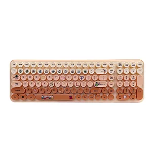 2023 Wireless & BT Keyboard Retro round Keys Type C Chargeable Customized Graphics Layout  KBLW-003C With fresh 3D printing pics