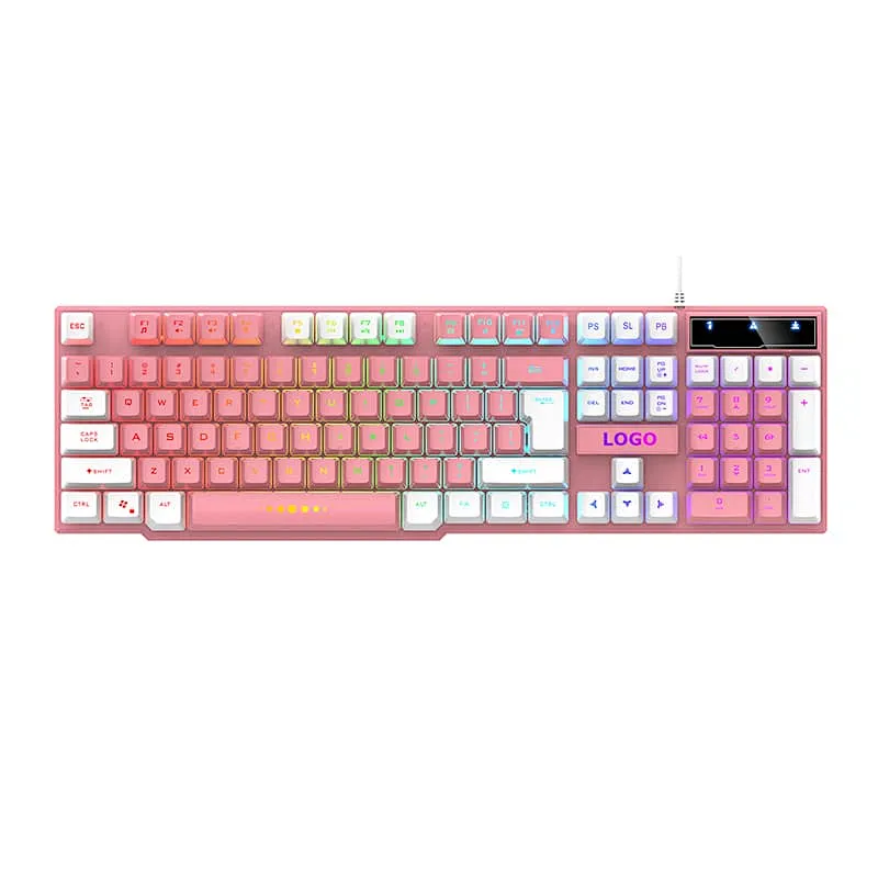 New design 5 kinds lighting Mode Rainbow Backlit Mechanical Feeling USB Wired Gaming Keyboard Black UK US French Spanish Layout