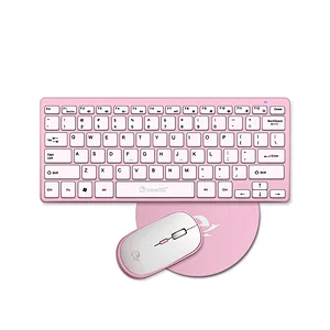 3 1n 1 pink combo Mini 2.4G Wireless Keyboard Mouse Mouse pad Combo 78 keys Scissor Keyboard with Mouse for Home Business, KMSW-001