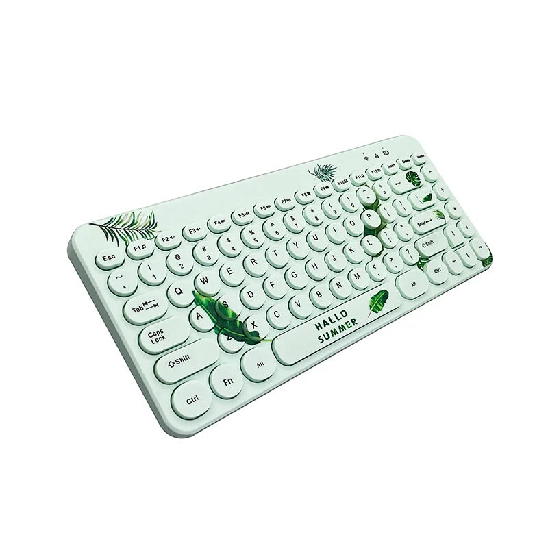 2.4G Wireless Mini Retro keys Gaming Type C rechargeable customized layout Mechanical feel Breathing led light multimedia Keyboard KBLW-002