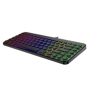 2.4G Wireless Mini Retro keys Gaming Type C rechargeable customized layout Mechanical feel Breathing led light multimedia Keyboard KBLW-002