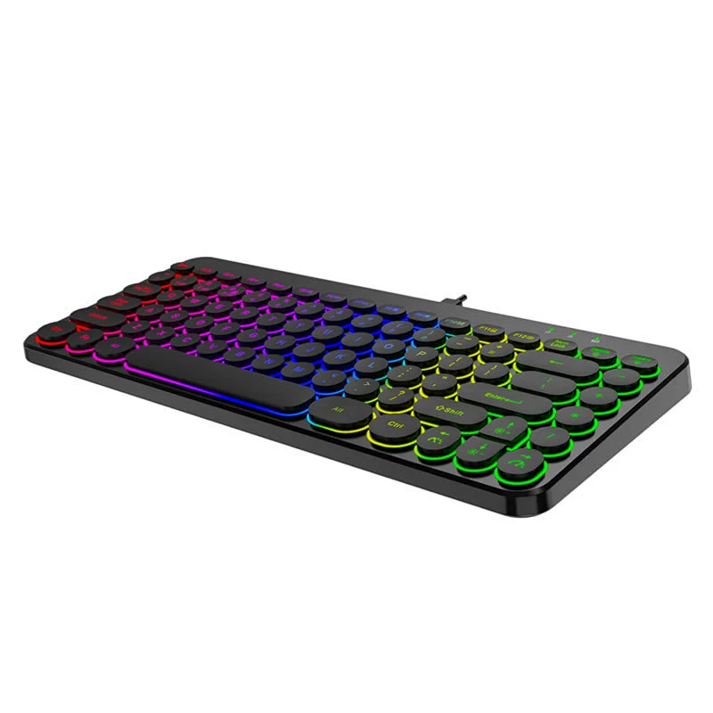 2.4G Wireless Mini Retro keys Gaming Type C rechargeable customized layout Mechanical feel Breathing led light multimedia Keyboard KBLW-002