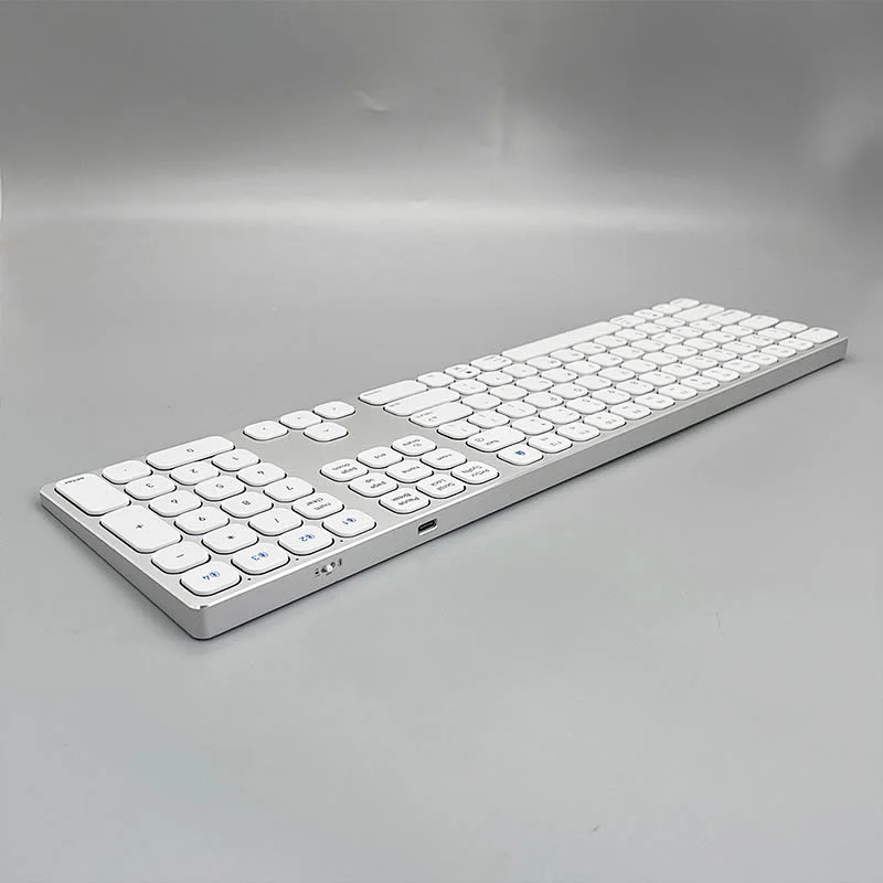 2.4G Wireless BT5.0 PC Computer Keyboard Slim Aluminum Alloy Scissor 108 Keys Type-C Rechargeable Keyboard