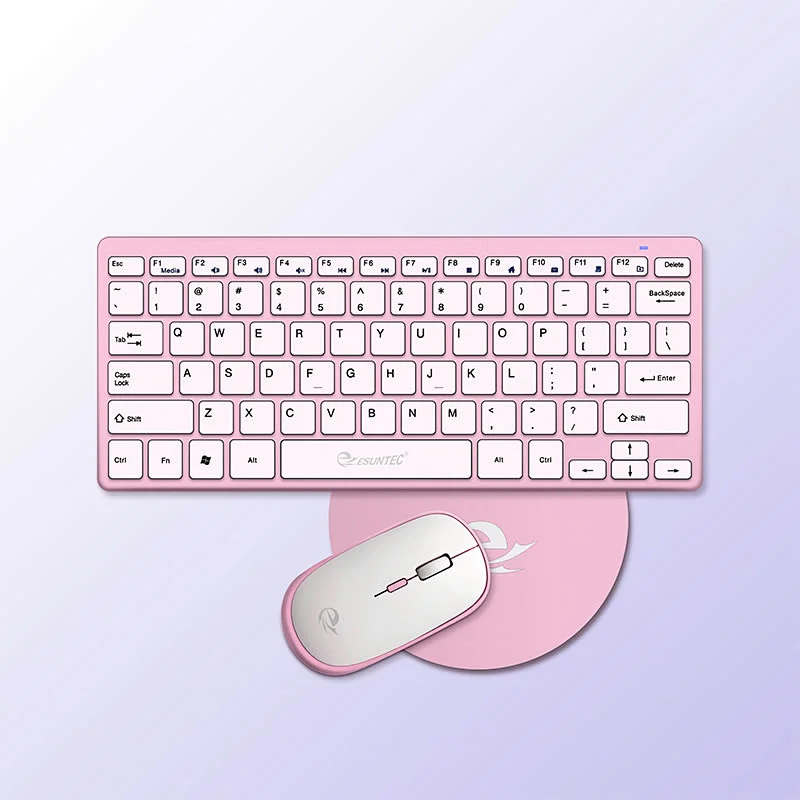 3 1n 1 pink combo Mini 2.4G Wireless Keyboard Mouse Mouse pad Combo 78 keys Scissor Keyboard with Mouse for Home Business, KMSW-001