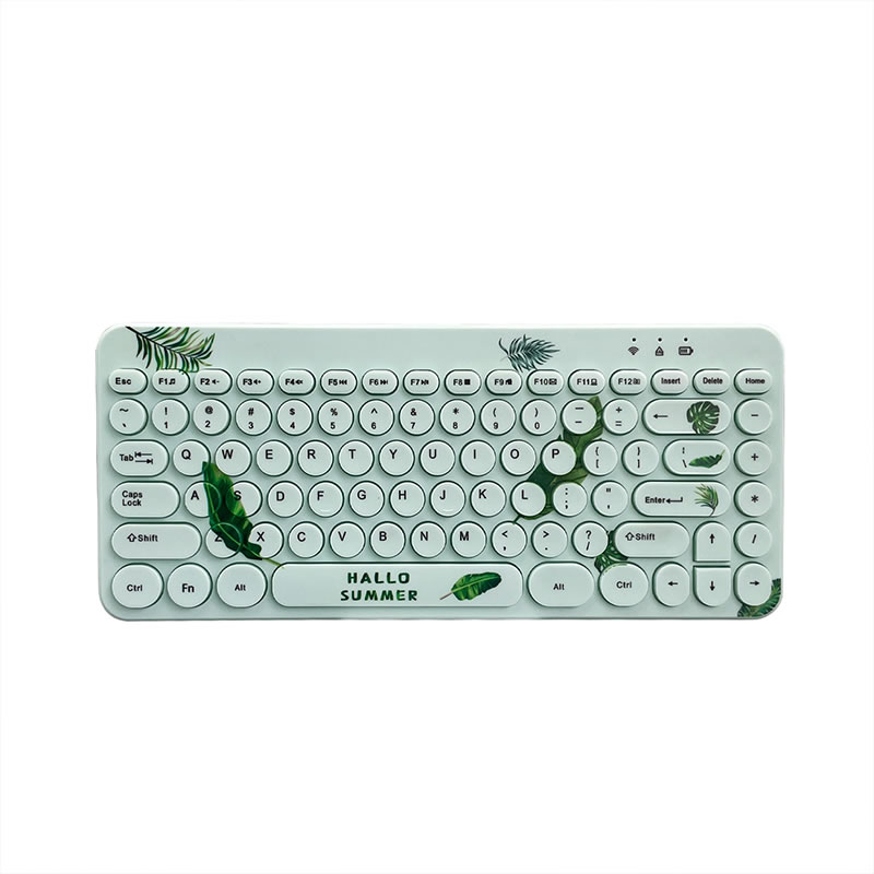 2.4G Wireless Mini Retro keys Gaming Type C rechargeable customized layout Mechanical feel Breathing led light multimedia Keyboard KBLW-002
