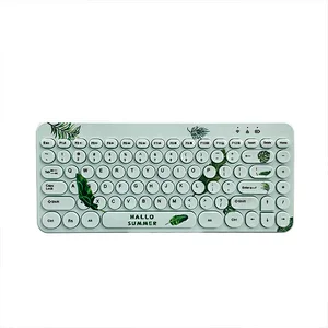 2.4G Wireless Mini Retro keys Gaming Type C rechargeable customized layout Mechanical feel Breathing led light multimedia Keyboard KBLW-002