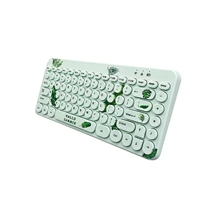 2.4G Wireless Mini Retro keys Gaming Type C rechargeable customized layout Mechanical feel Breathing led light multimedia Keyboard KBLW-002