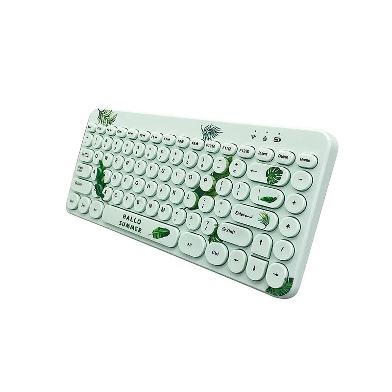 2.4G Wireless Mini Retro keys Gaming Type C rechargeable customized layout Mechanical feel Breathing led light multimedia Keyboard KBLW-002