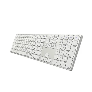 2.4G Wireless BT5.0 PC Computer Keyboard Slim Aluminum Alloy Scissor 108 Keys Type-C Rechargeable Keyboard