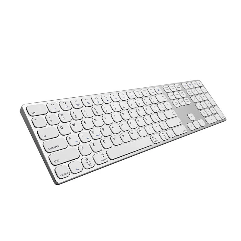 2.4G Wireless BT5.0 PC Computer Keyboard Slim Aluminum Alloy Scissor 108 Keys Type-C Rechargeable Keyboard