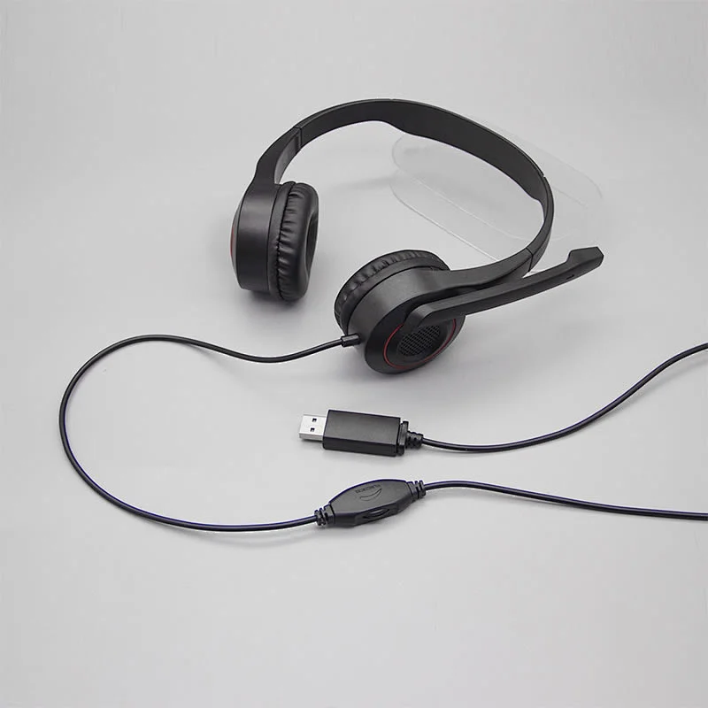 New high quality stereo Comfort-fit Office USB wired headphone with Noise Canceling Mic for PC laptop gamer USB-118